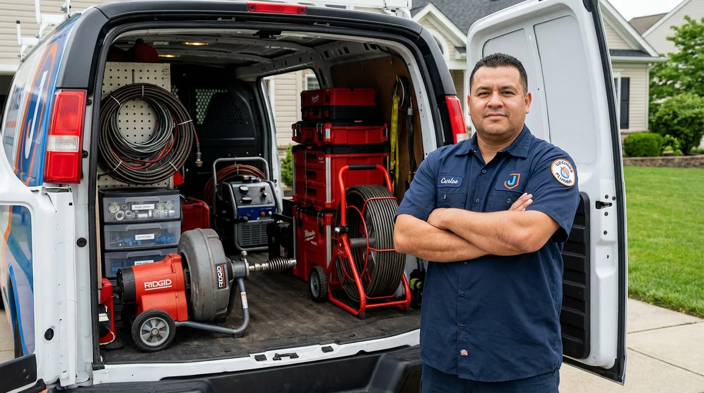 Professional drain cleaning equipment and Johns Plumbing LLC plumber in Ash Grove