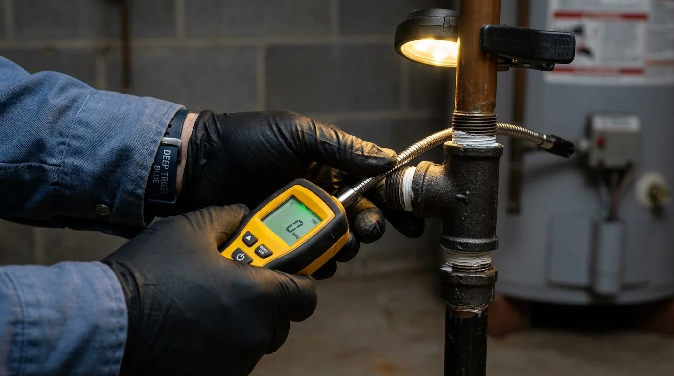 Gas leak detection with electronic sniffer by Johns Plumbing LLC in Ash Grove