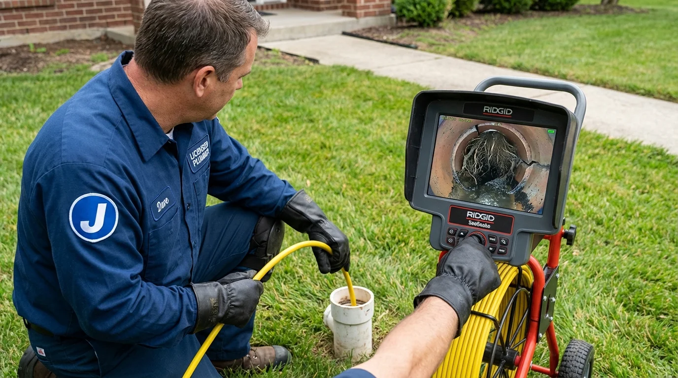 Sewer camera inspection being performed by Johns Plumbing LLC in Ash Grove